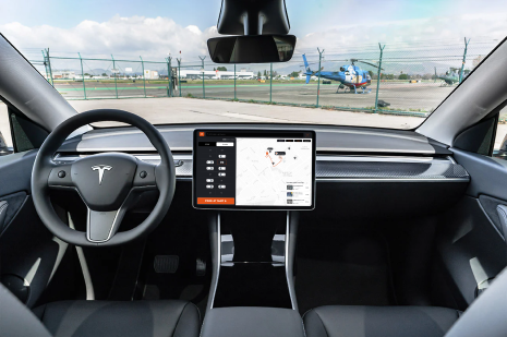 Tesla interior with navigation screen